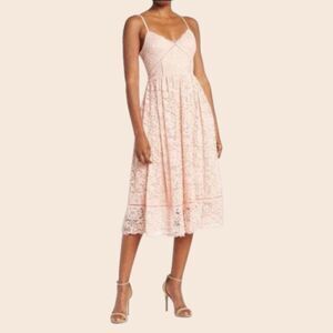 NSR Blush Pink Stretch Lace Midi Dress Size Small